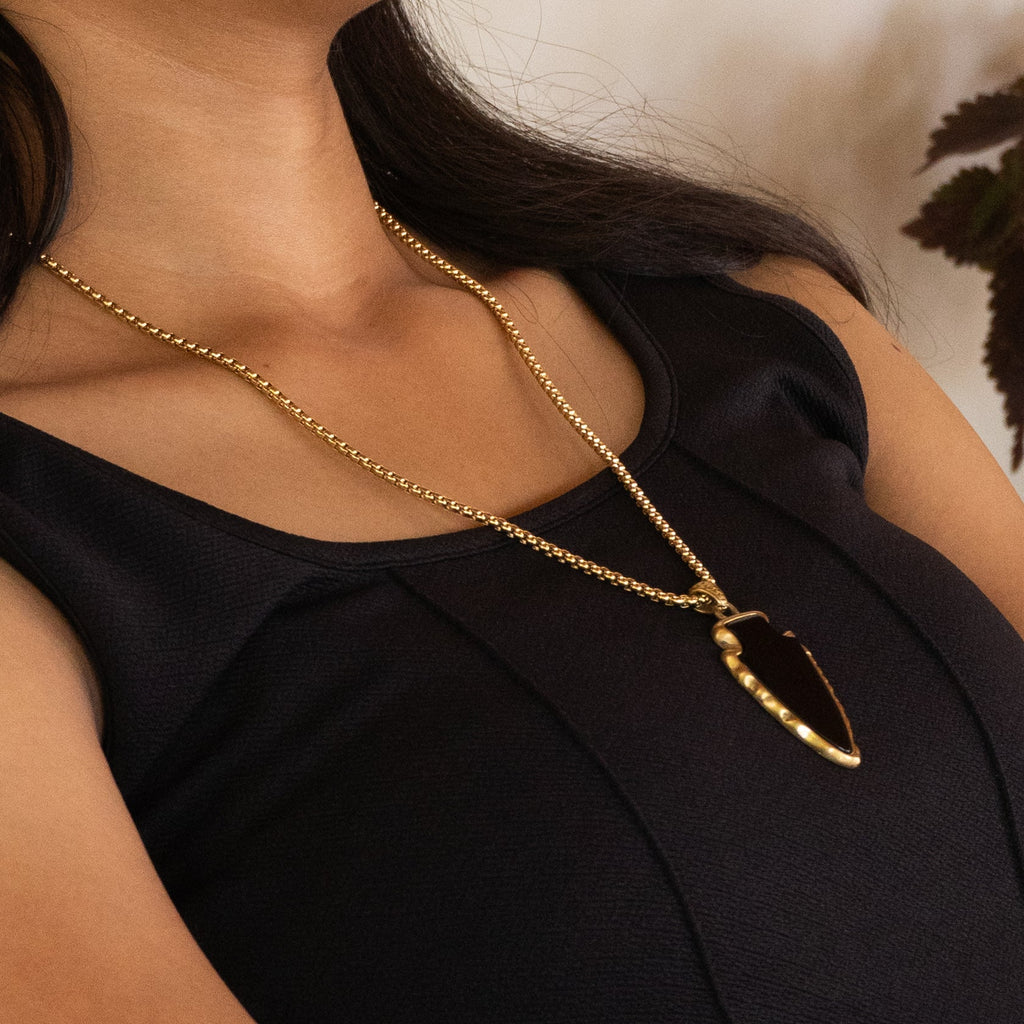 Triad Black 18K Gold Stainless Steel Anti Tarnish Necklace Pendant Chain For Men