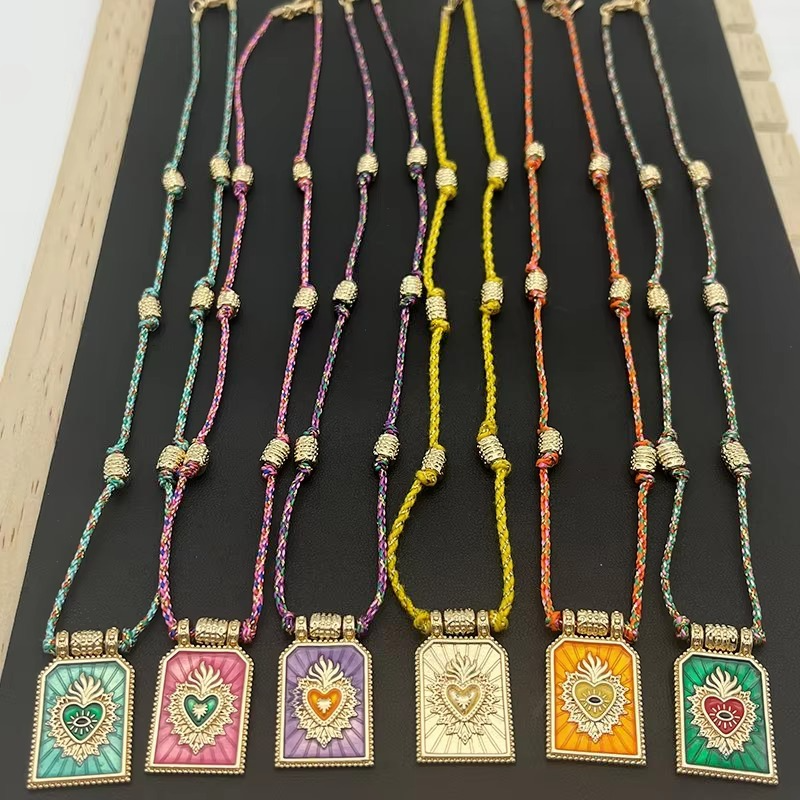 Dual Heat Gold Multi Beads Thread Anti Tarnish Necklace Pendant Bulk