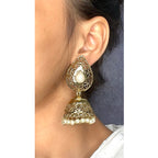 Gold Plated American Diamond Kundan Pearl Jhumki Earring Women Bulk