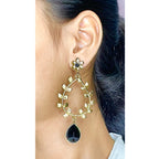 Flora Antique Gold Plated Black Drop Hanging Earring For Women Bulk
