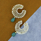 Filigree Chaand Gold Plated Green Drop Earring For Women