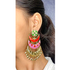 Designer Chaand Gold Plated Meenakari Dangling Earring For Women Bulk