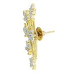 Tri Flower 18K Gold Plated Ear Cuff Jacket Pair Stud Earring