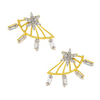 Flower American Diamond Cz Gold Ear Cuff Jacket Earring For Women