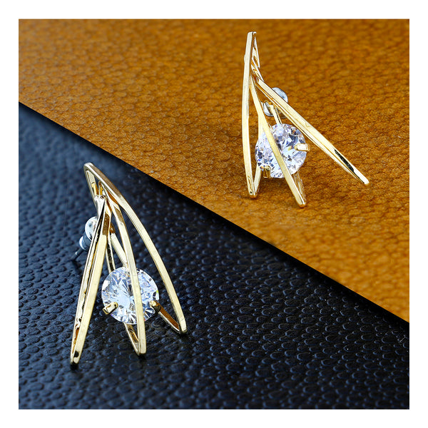 Trendy Contemporary 18K Gold Plated American Diamond Earring For Women Main image