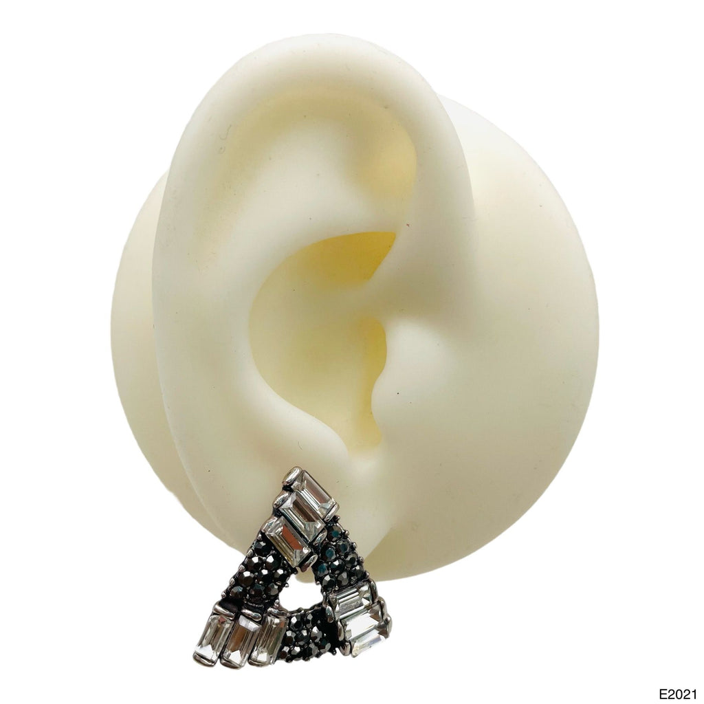 Triangle Aaa Crystal American Diamond Spinal Black Stud Earring Bulk