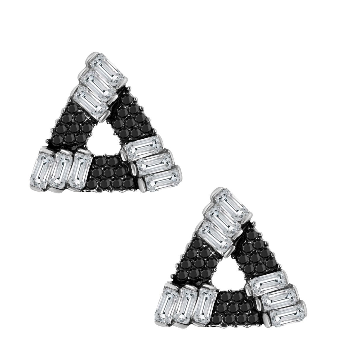 Triangle Aaa Crystal American Diamond Spinal Black Stud Earring Bulk Main image