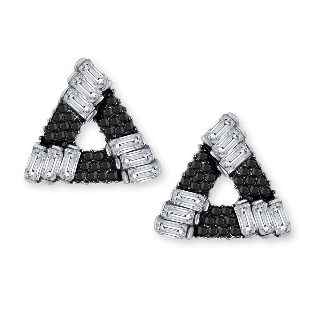 Triangle Aaa Crystal American Diamond Spinal Black Stud Earring Bulk