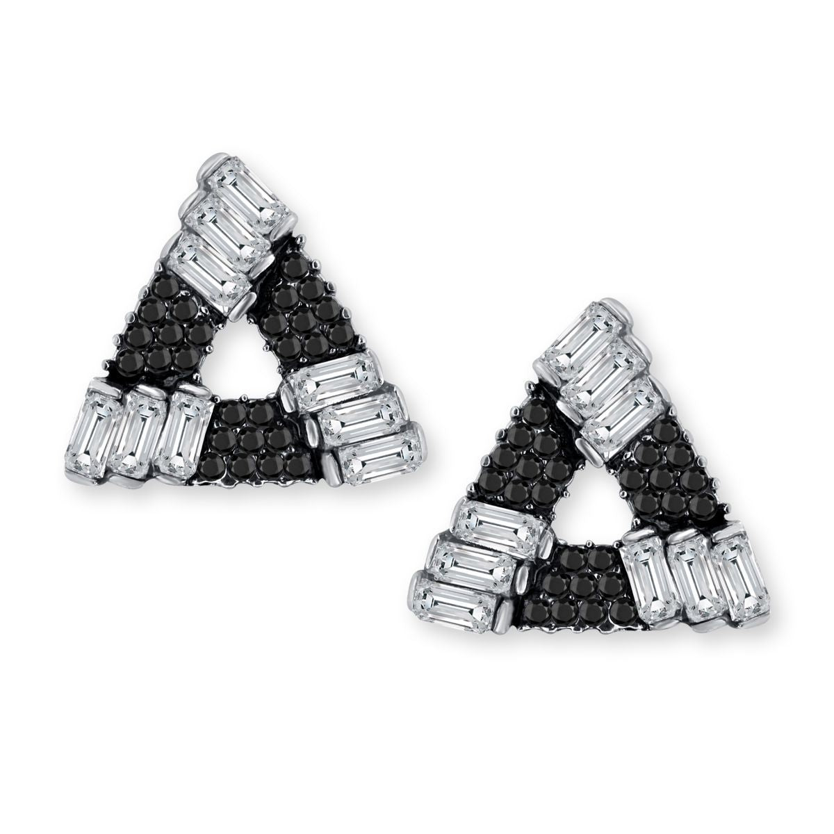 Triangle Aaa Crystal American Diamond Spinal Black Stud Earring Bulk
