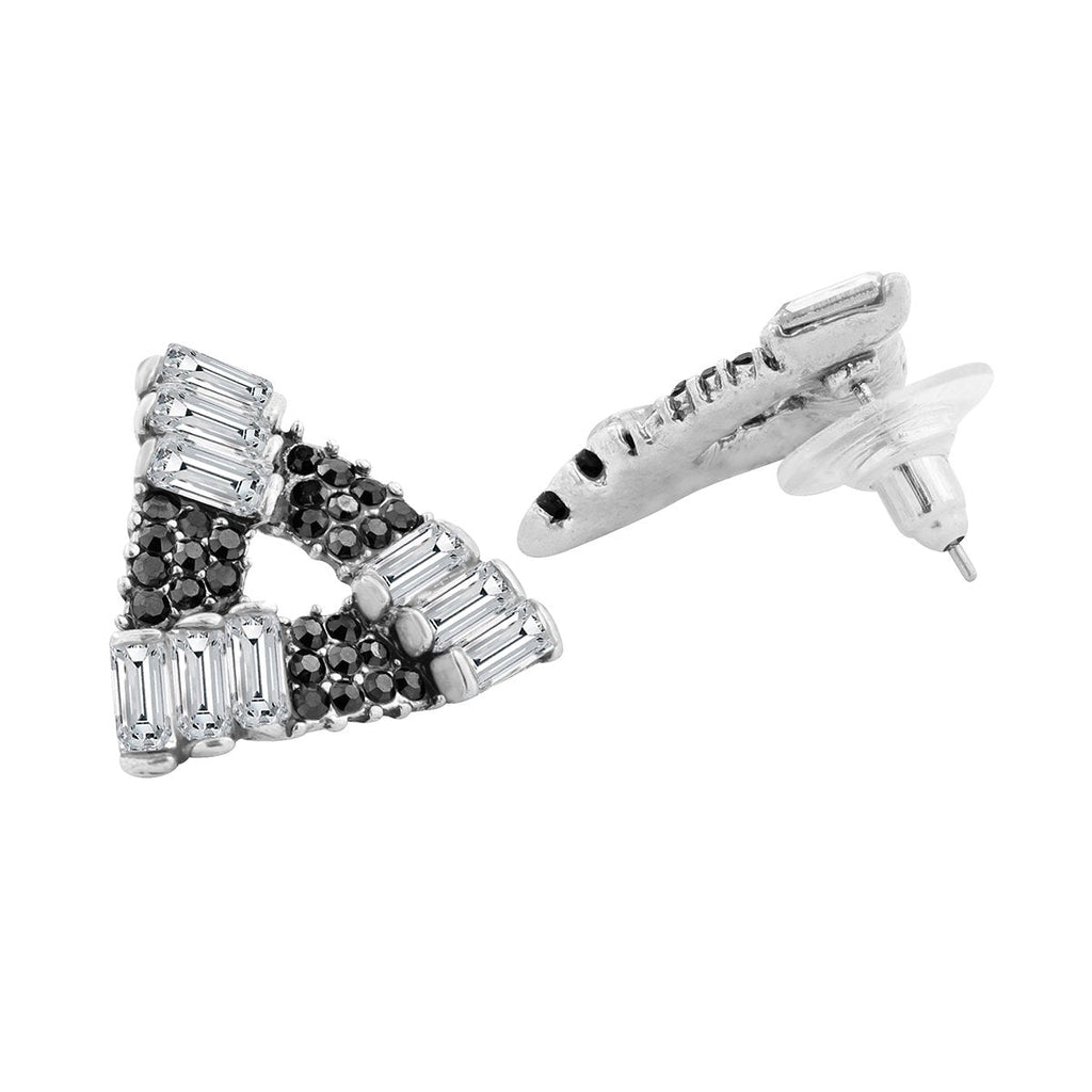 Triangle Aaa Crystal American Diamond Spinal Black Stud Earring Bulk