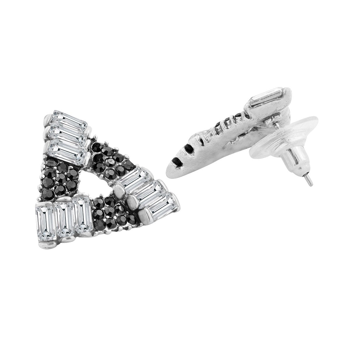 Triangle Aaa Crystal American Diamond Spinal Black Stud Earring Bulk