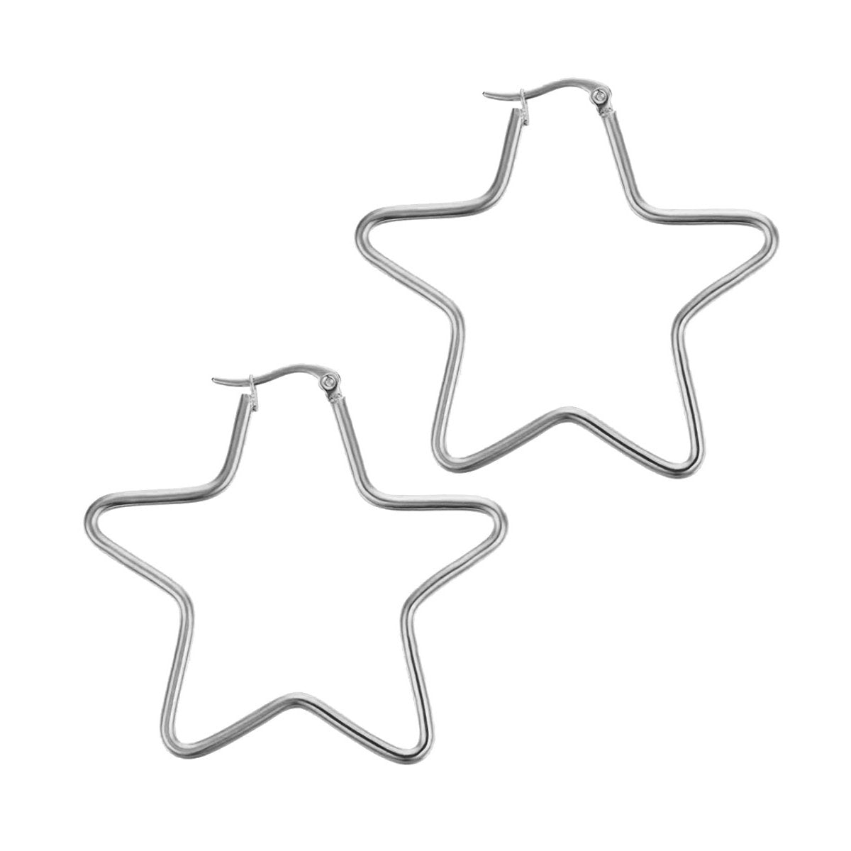Star Flower Wire Hoop Silver 316L Stainless Steel Earring Bulk