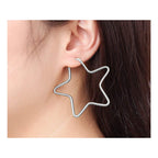 Star Flower Wire Hoop Silver 316L Stainless Steel Earring Bulk