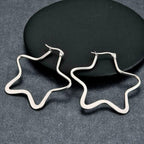 Star Flower Wire Hoop Silver 316L Stainless Steel Earring Bulk