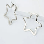 Star Flower Wire Hoop Silver 316L Stainless Steel Earring Bulk
