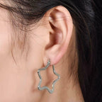Star Flower Wire Hoop Silver 316L Stainless Steel Earring Bulk