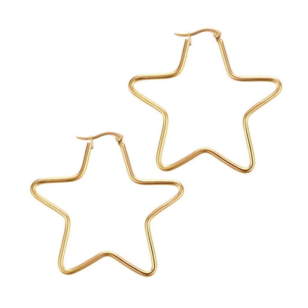 Star Flower Wire Hoop Siver 316L Stainless Steel 18K Gold Earring