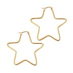 Star Flower Wire Hoop Siver 316L Stainless Steel 18K Gold Earring