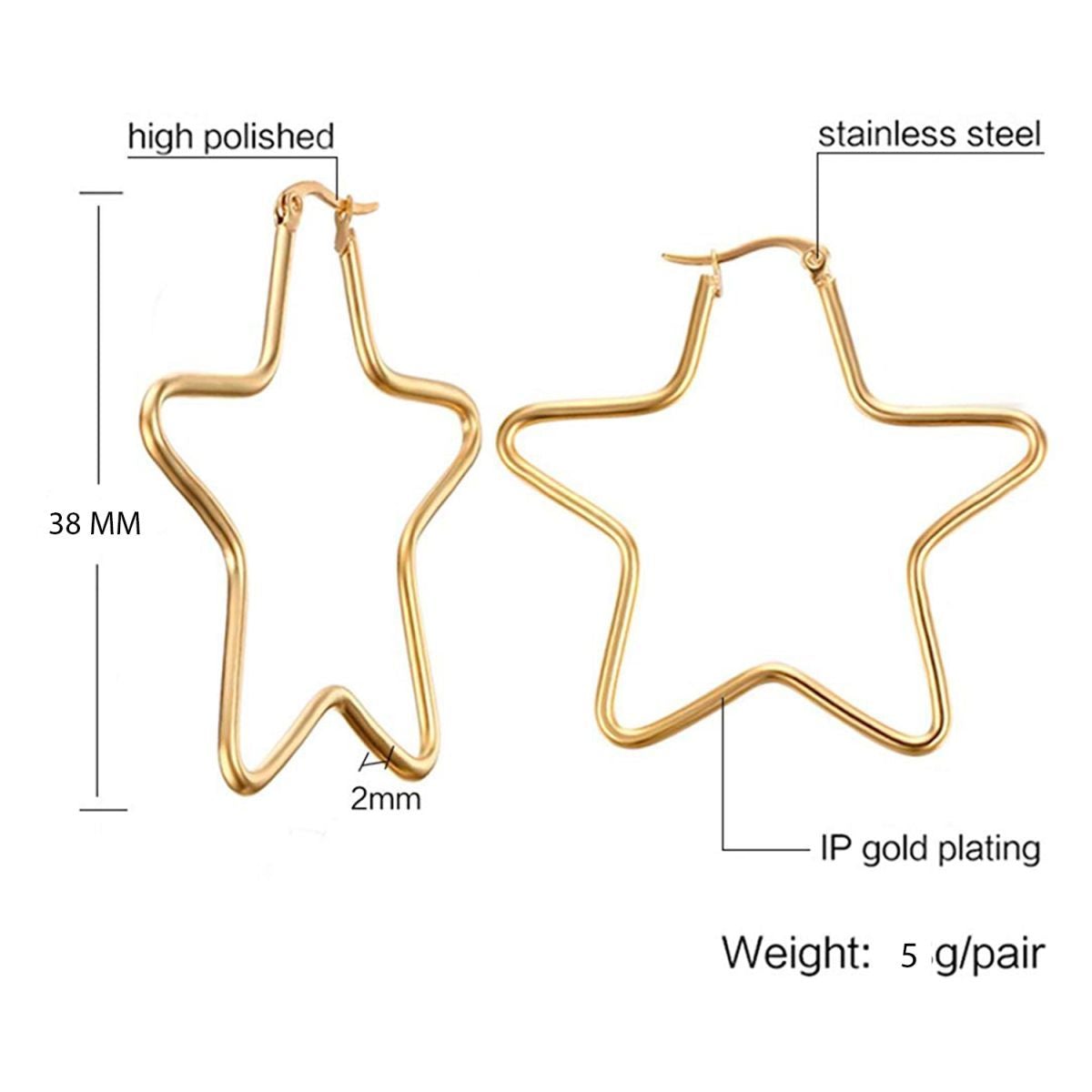 Star Flower Wire Hoop Siver 316L Stainless Steel 18K Gold Earring