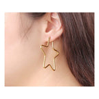 Star Flower Wire Hoop Siver 316L Stainless Steel 18K Gold Earring