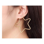 Star Flower Wire Hoop Siver 316L Stainless Steel 18K Gold Earring