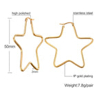 Star Flower Wire Hoop Siver 316L Stainless Steel 18K Gold Earring
