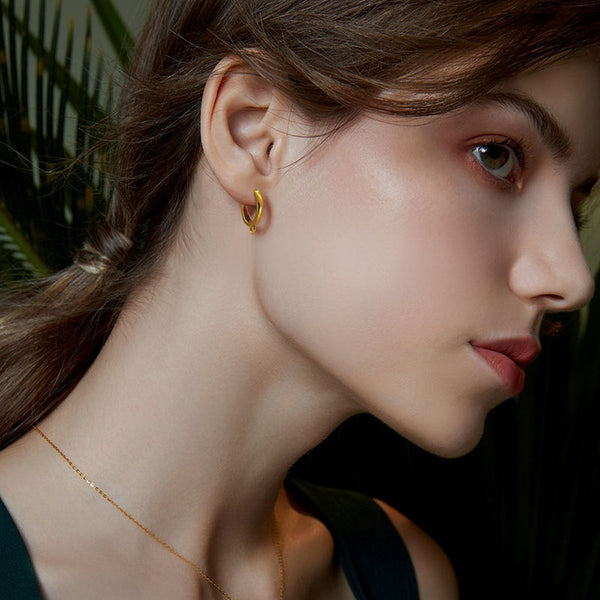 Cubic Zirconia Gold Hoop Earring Pair For Women Bulk Main image
