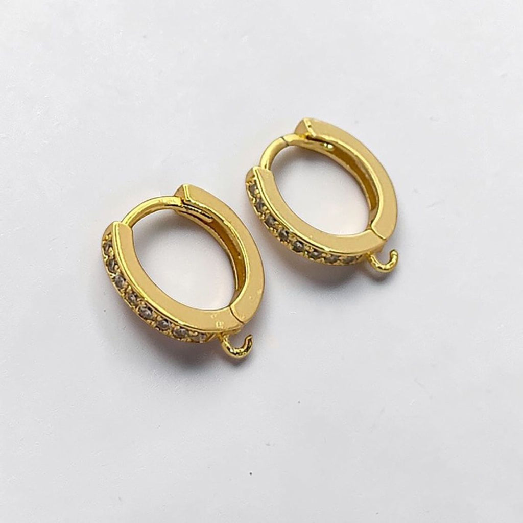 Cubic Zirconia Gold Hoop Earring Pair For Women Bulk
