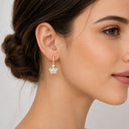 Crown Gold Brass American Diamond Hoop Drop Earring For Women Bulk