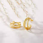 Stylish Copper Gold Triple Hoop Earring Pair Women Bulk