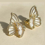 Dual Butterfly Black Gold CZ Enamel Anti Tarnish Ear Cuff Earring Bulk