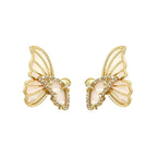 Dual Butterfly Black Gold CZ Enamel Anti Tarnish Ear Cuff Earring Bulk