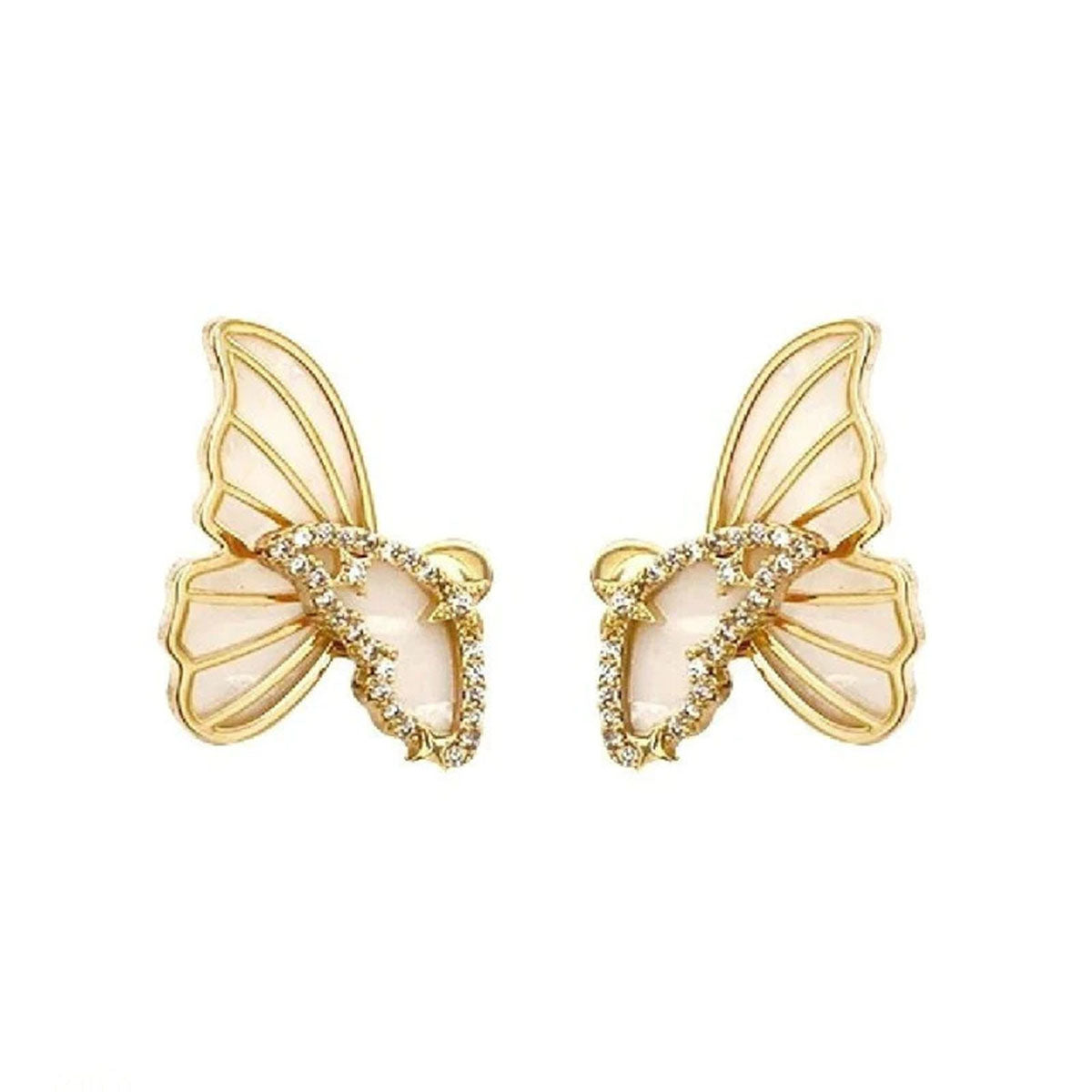 Dual Butterfly Black Gold CZ Enamel Anti Tarnish Ear Cuff Earring Bulk