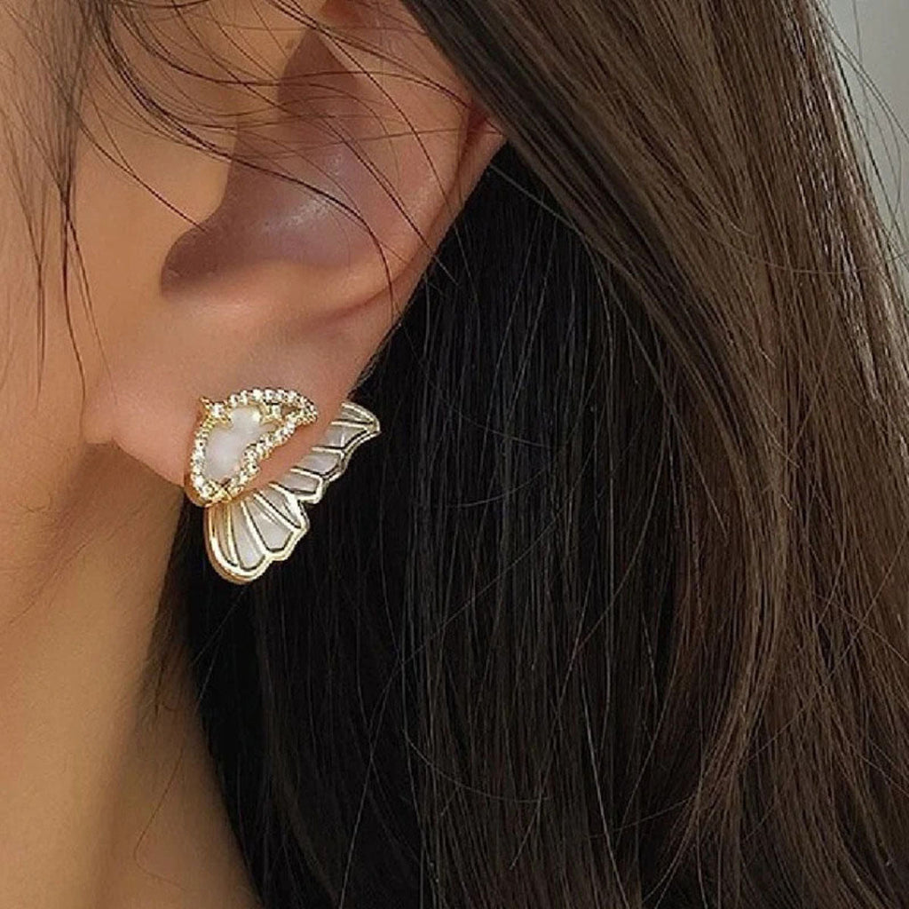 Dual Butterfly Black Gold CZ Enamel Anti Tarnish Ear Cuff Earring Bulk