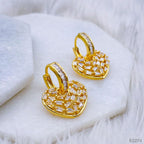 Love Heart Silver Baguette Cubic Zirconia Hoop Drop Earring Pair Bulk