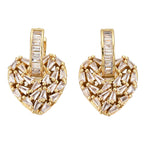 Love Heart Silver Baguette Cubic Zirconia Hoop Drop Earring Pair Bulk
