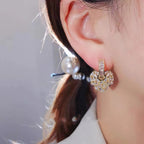 Love Heart Silver Baguette Cubic Zirconia Hoop Drop Earring Pair Bulk