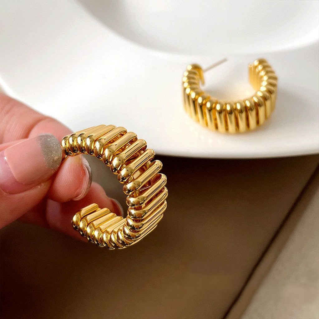 Geometric Mesh 18K Gold Copper Hoop Earring Pair For Women Bulk