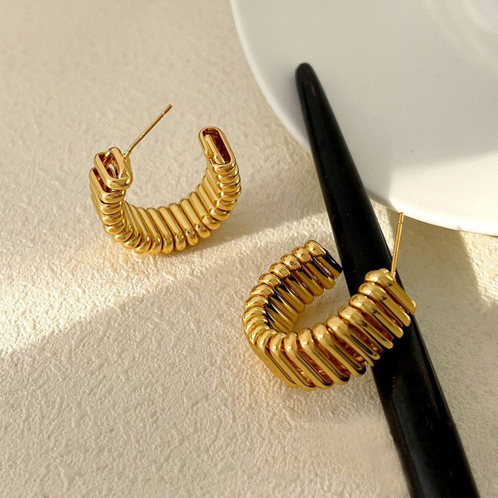 Geometric Mesh 18K Gold Copper Hoop Earring Pair For Women Bulk