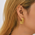 Geometric Mesh 18K Gold Copper Hoop Earring Pair For Women Bulk