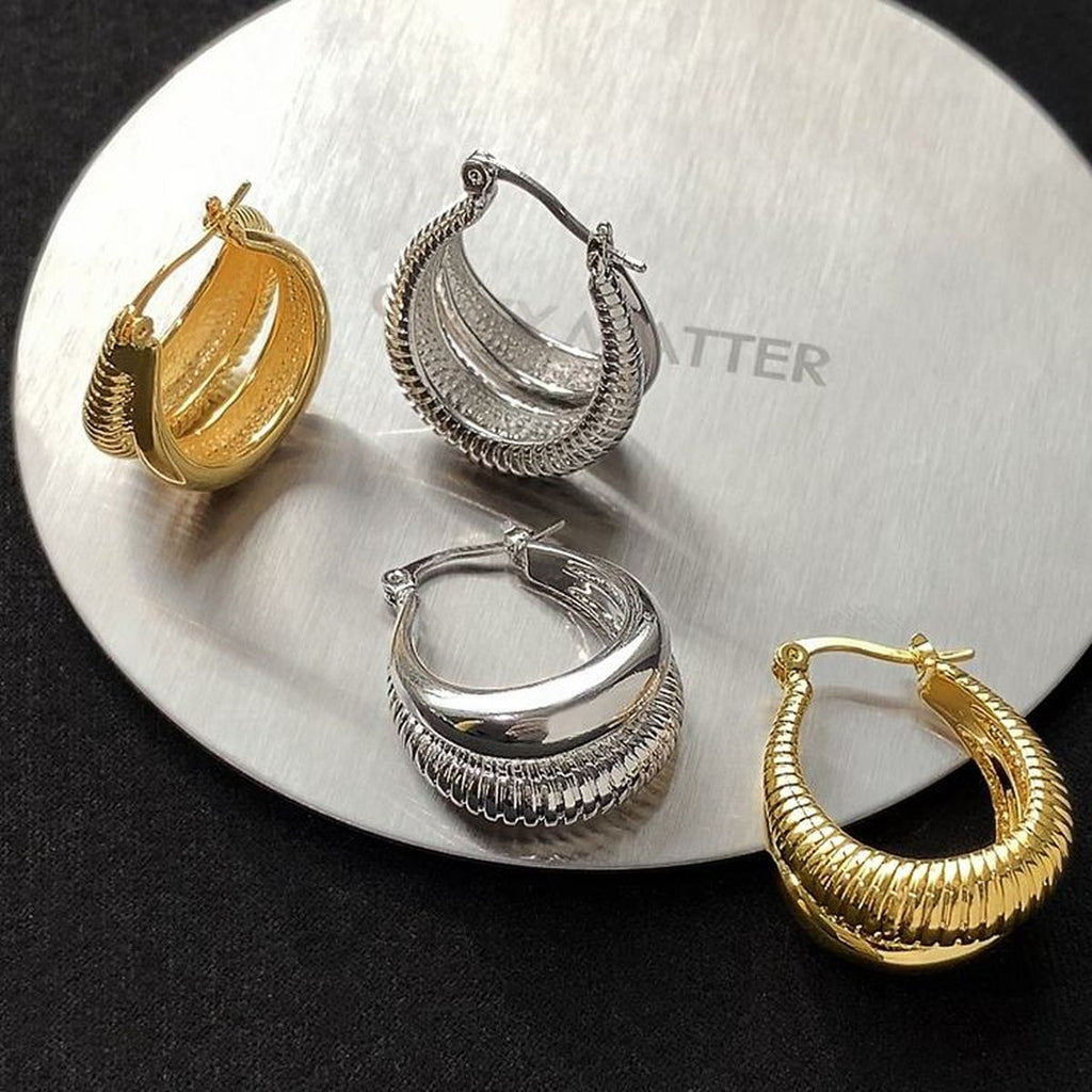 Double Hoop 18K Gold Anti Tarnish Copper Hoop Earring Pair Women Bulk