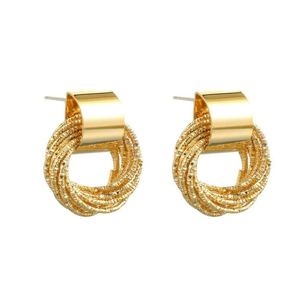 Frosted Gold Cluster Rings Anti Tarnish Dangler Drop Earring Pair Bulk Secondary image