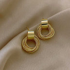 Frosted Gold Cluster Rings Anti Tarnish Dangler Drop Earring Pair Bulk