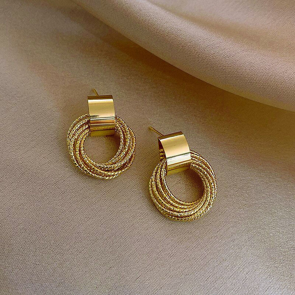 Frosted Gold Cluster Rings Anti Tarnish Dangler Drop Earring Pair Bulk