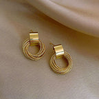 Frosted Gold Cluster Rings Anti Tarnish Dangler Drop Earring Pair Bulk
