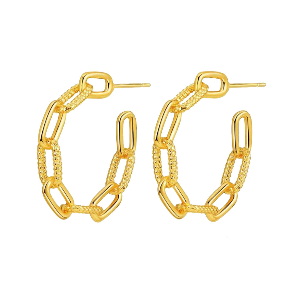 Stainless Steel Link Gold Hoop Earring Pair For Women Bulk