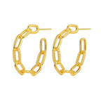 Stainless Steel Link Gold Hoop Earring Pair For Women Bulk