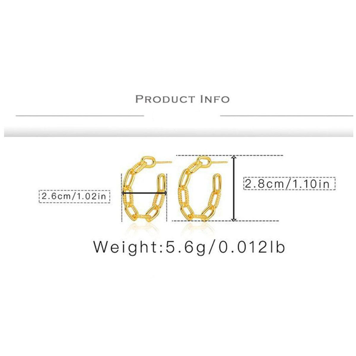 Stainless Steel Link Gold Hoop Earring Pair For Women Bulk