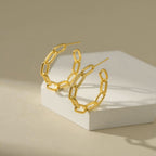 Stainless Steel Link Gold Hoop Earring Pair For Women Bulk
