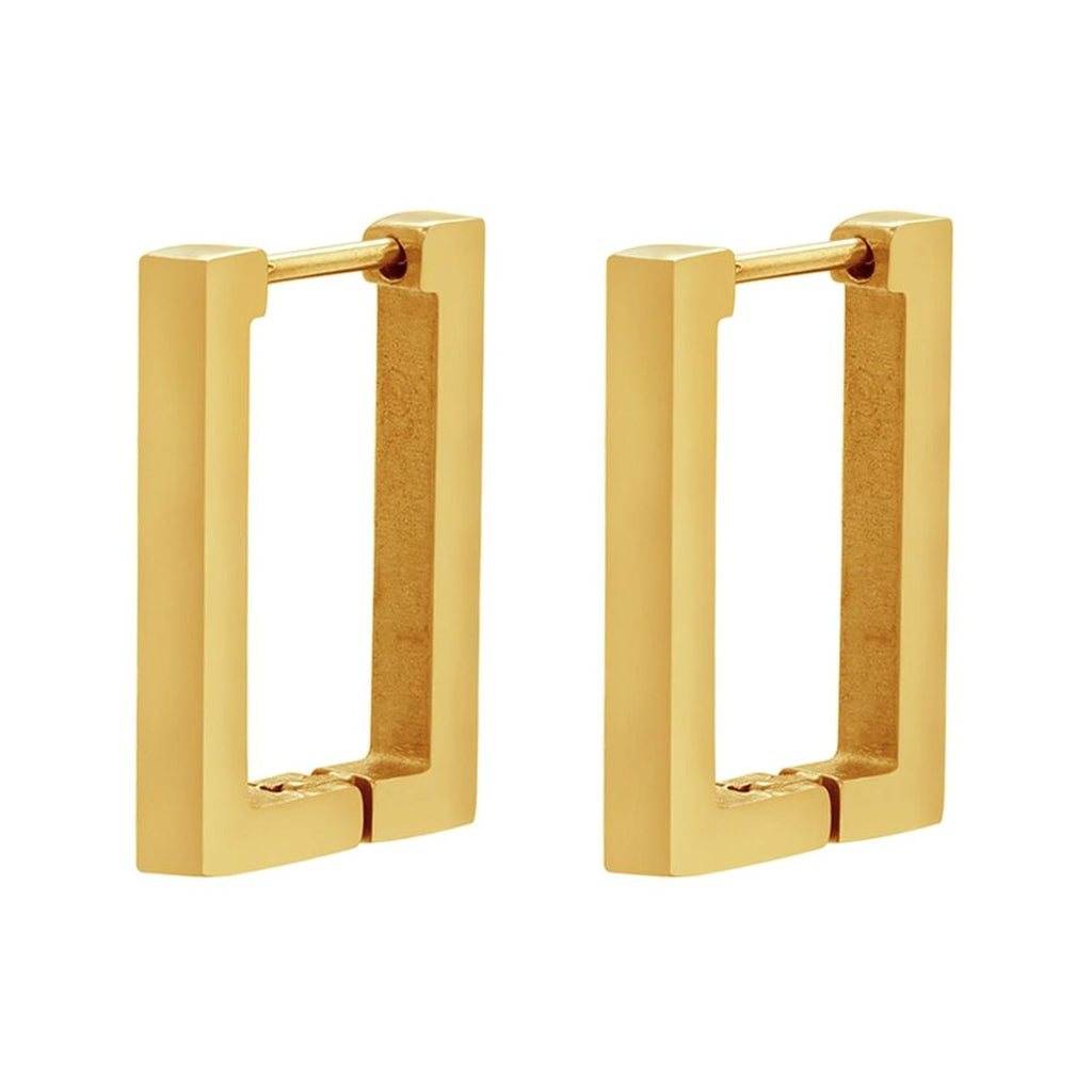 Rectangle Stainless Steel Anti Tarnish 18K Gold Hoop Earring Pair Bulk